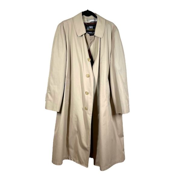 London Fog Towne Men’s Vintage Retro Classic Trench Coat Lined Tan Size 44R - Picture 3 of 12